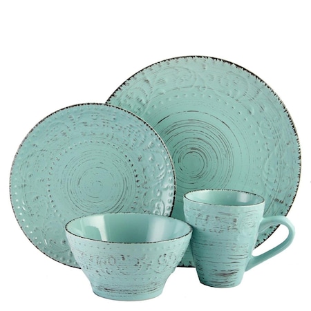 Fastfood Malibu Waves 16-Piece Dinnerware Set in Turquoise FA2614959